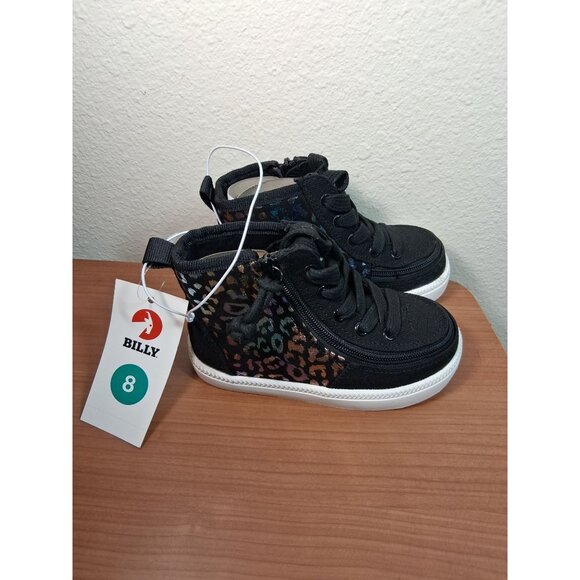 Billy Footwear Other - NWT Billy High Top Sneakers Iridescent Animal Print Running Shoes Black Size 8